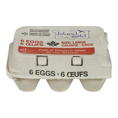 Island Gold 6 Pack Large White Eggs