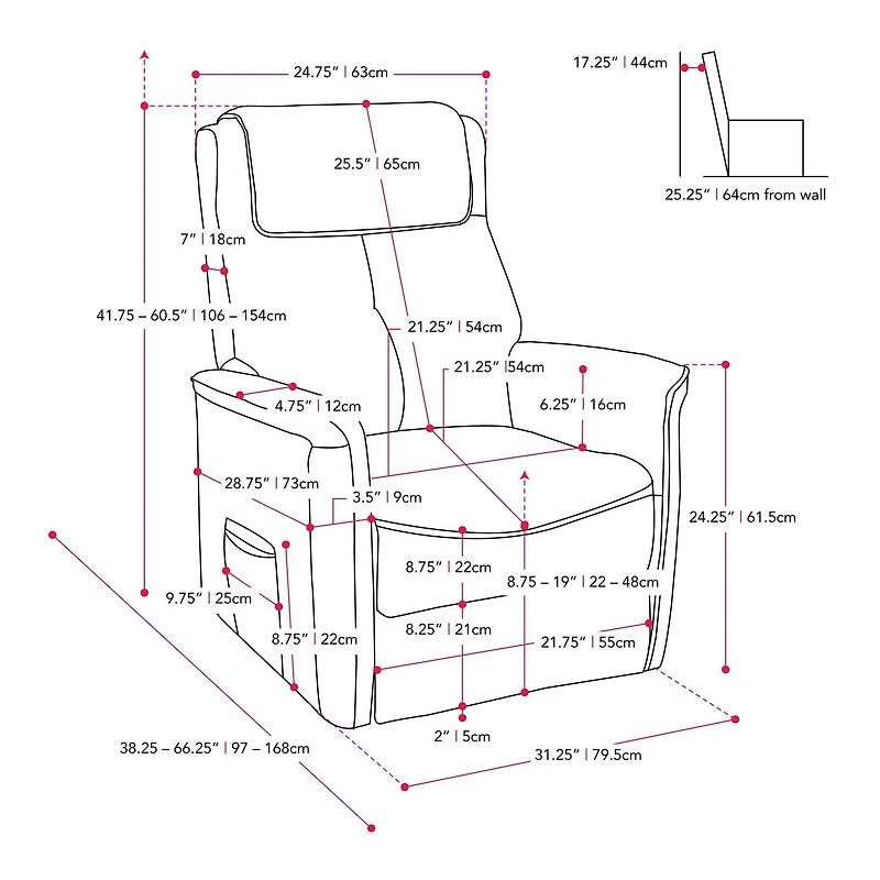 Fauteuil inclinable électrique rembourré Ashley de CorLiving pour adultes avec coussin de tête supplémentaire!
