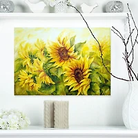 Designart Bright Yellow Sunny Sunflowers Canvas Wall Art