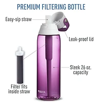 Système de filtration d’eau en bouteille haut de gamme sans BPA, de couleur saphir et d’une capacité de 768 mL avec 1 filtre avec 2 filtres pack bonus