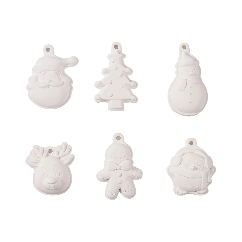 Christmas CYO Plaster Set for Kids DIY Paint with Three Brushes and Eighteen Paint Pots Holiday Time