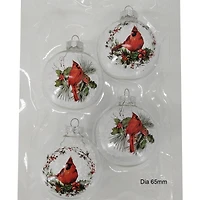 Holiday Time Dia 65mm 4Ct Cardinal Glass Ornament
