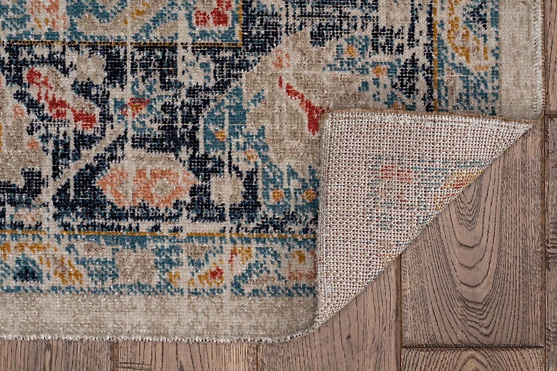 Great Zero Leona Ivory & Blue 3' x 5' Accent Rug
