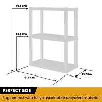 Hyper Tough Plastic Shelf 3-Tier 39"H x 14"D x 30"W 2-Pack White-300 lb Total Capacity