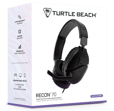 Turtle Beach® Recon 70 Black PS5™ & PS4™ | Xbox Series X|S & Xbox One | PC, Uni