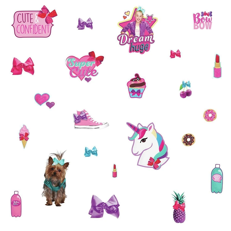 JOJO SIWA CUTE AND CONFIDENT PEEL AND STICK WALL DECALS W/GLITTER