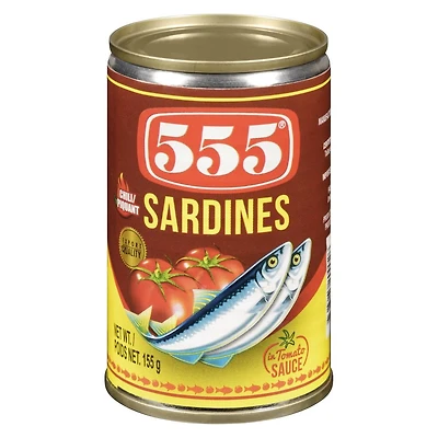 555 SARDINES SAUCE TOMATE AU PIMENT PETIT 50/155g 555 CHILI SARDINE TOMATE