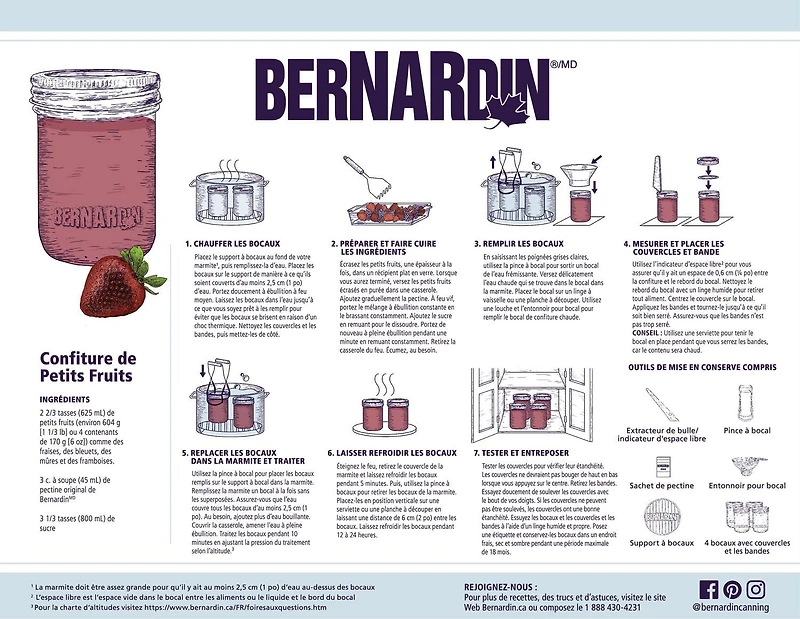 Bernardin Smooth-Sided Mason Jars with Lids and Bands, Regular Mouth, 250 mL