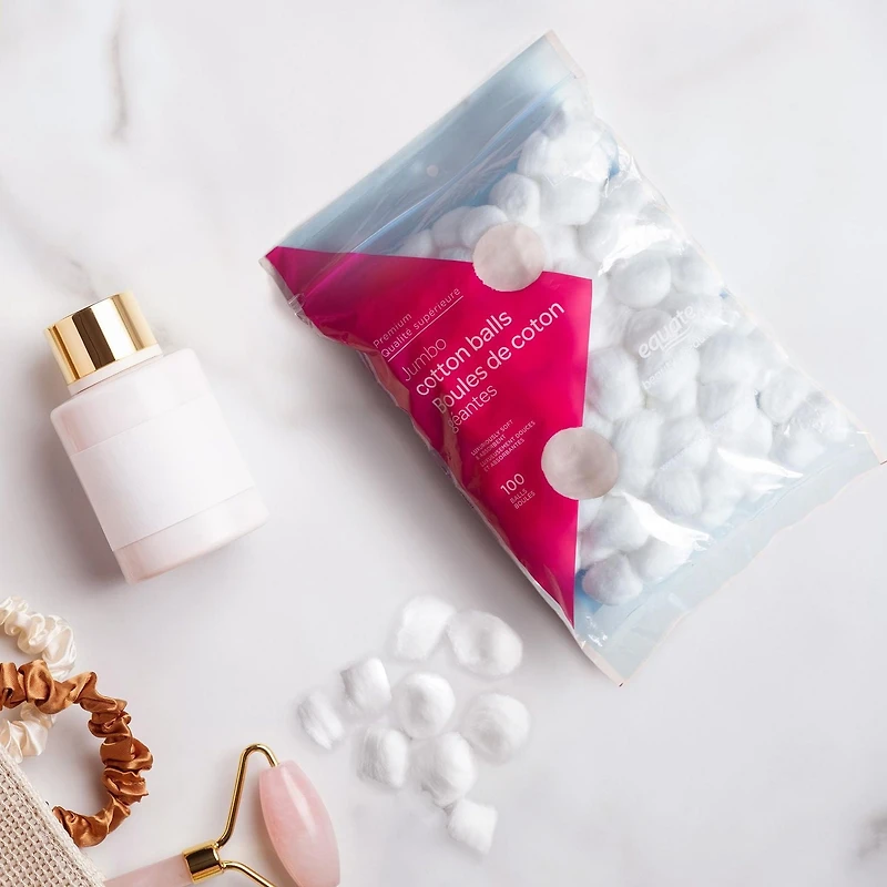 Equate Beauty Premium Jumbo Cotton Balls, 100 pack