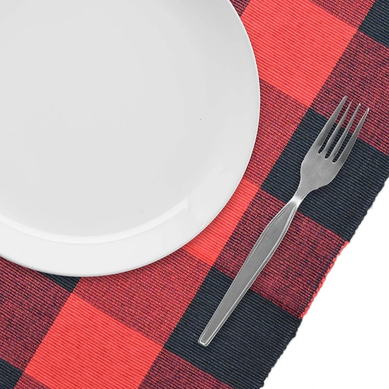 Fabstyles Buffalo Check Cotton Table Runner, Washable Woven Table Runner for Dining, Kitchen, Coffee, and Patio Table