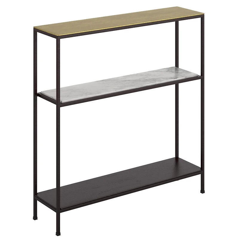 Industrial Chic Metal & Marble Console Table - Antique Gold & Black