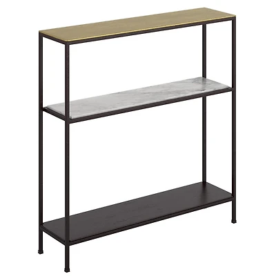Industrial Chic Metal & Marble Console Table - Antique Gold & Black