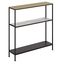 Industrial Chic Metal & Marble Console Table - Antique Gold & Black