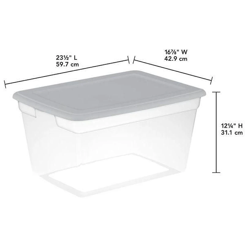 Sterilite 55L Storage Box - Silver, 55L, Silver