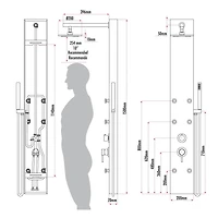 La colonne de douche ELIAS en aluminium d'akuaplus®  avec cartouche à pression balancée et déviateurs 3 voie a 6 jets de corps orientale plus, une douchette, et un pommeau douche.