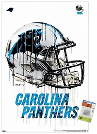 NFL Carolina Panthers - Drip Helmet 20 Wall Poster, 22.375" x 34" Framed