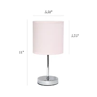 Simples Conceptions Mini lampe de table de base chromée avec abat-jour en tissu, rose fard