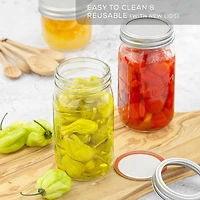 Regular Mason Jars with Airtight Lids, Labels and Measures - 16 oz - Set of 6