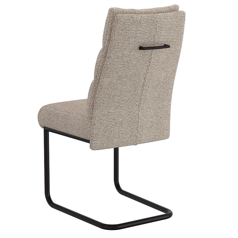 Modern Fabric & Metal Dining Chair, Set of 2 - Beige & Black