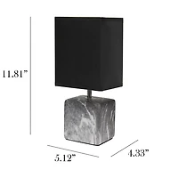 Simple Designs Petite lampe de table en céramique marbrée avec abat-jour en tissu