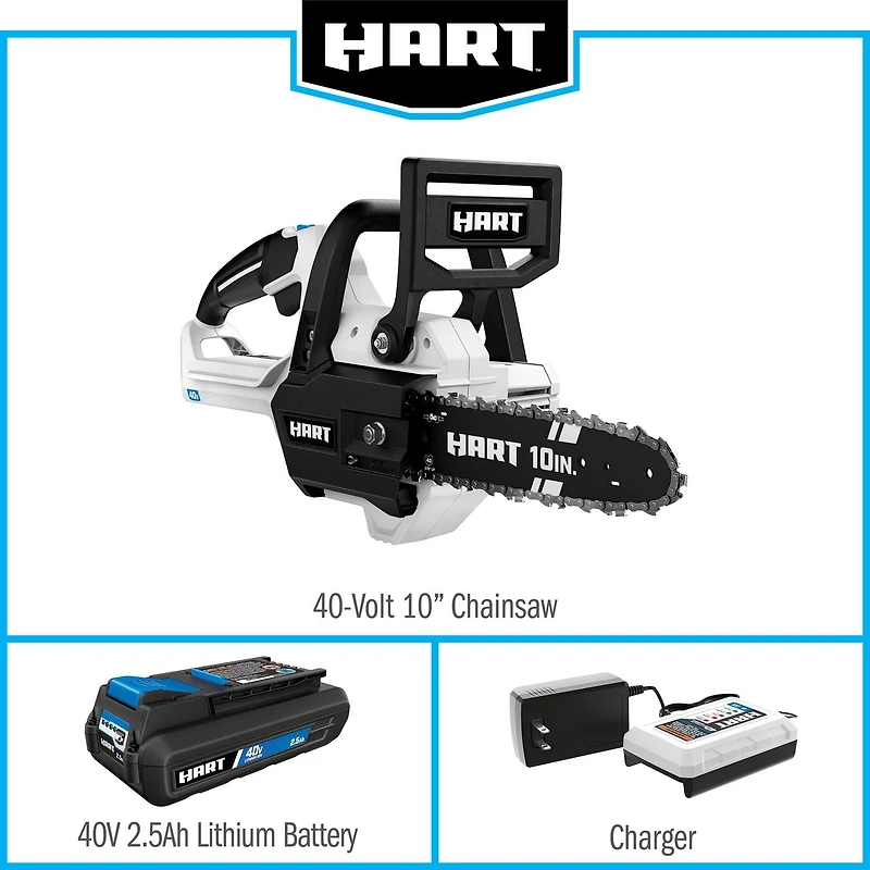 HART 40-Volt Cordless 10-Inch Chainsaw (1) 2.5 Ah Lithium-Ion Battery