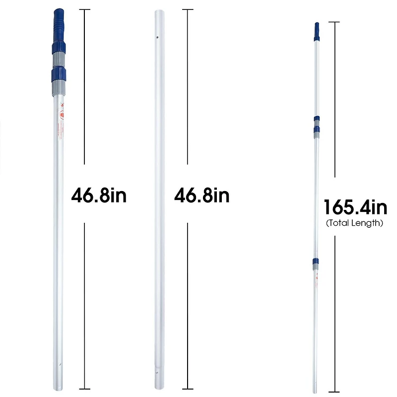 Perche télescopique en aluminium Mainstays de 4,2 mètres pour piscine, coloris argent et bleu.