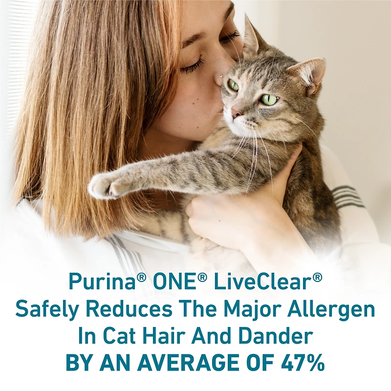 Purina ONE LiveClear Formule réduisant les allergènes avec du vrai poulet, Nourriture Sèche pour Chats, 1.36 kg