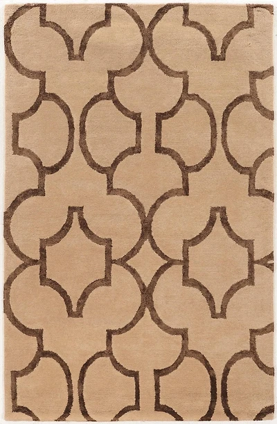 Aspire Wool Geo Beige & Brown 5' x 8' Area Rug