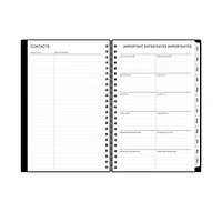 Agenda hebdomadaire/mensuel 2025, 5 po x 8 po, Blue Sky, noir uni