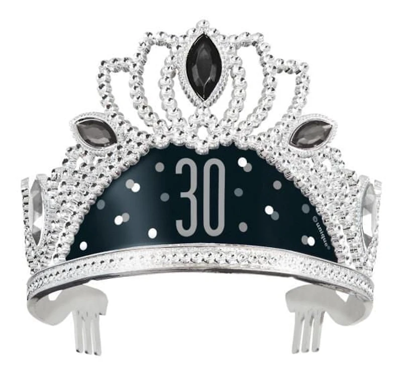 Birthday Black Glitz Plastic Tiara with Number Stickers, 1 count