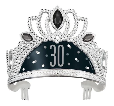 Birthday Black Glitz Plastic Tiara with Number Stickers, 1 count