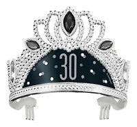 Birthday Black Glitz Plastic Tiara with Number Stickers, 1 count