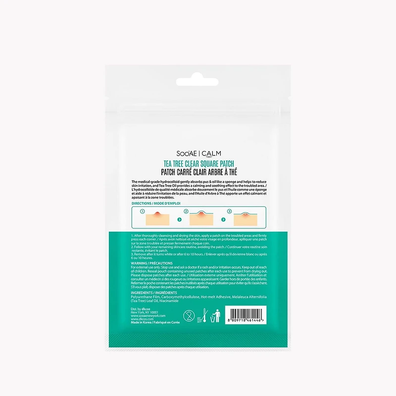 Soo'AE Patch Carré Clair Arbre À Thé Par sachet : 2 patchs