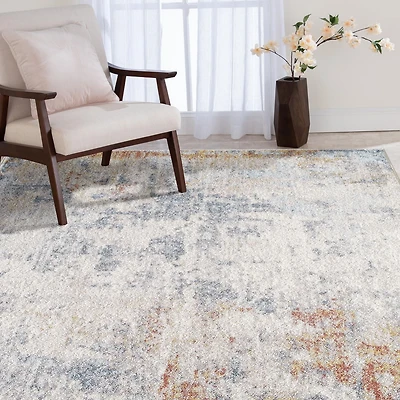Venita Cream and Blue Woven Area Rug