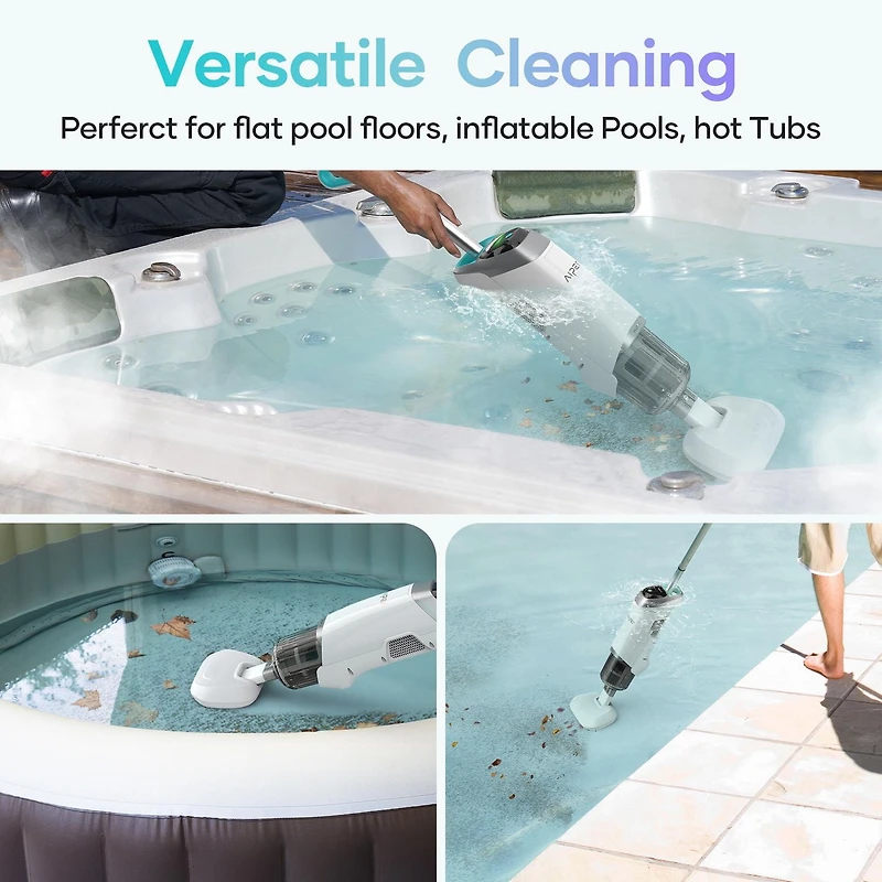Aiper Pilot V2 Rechargeable Handheld Pool Vacuum Cleaner, for Above-Ground Inflatable Pools, Hot Tubs, Works with Pool Poles