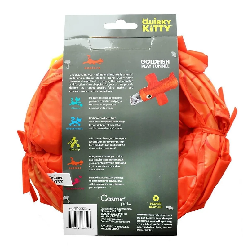 Quirky Kitty 3-in-1 Goldfish Crinkle Play Tunnel Cat Toy, 3-in-1 Cat Tunnel Toy