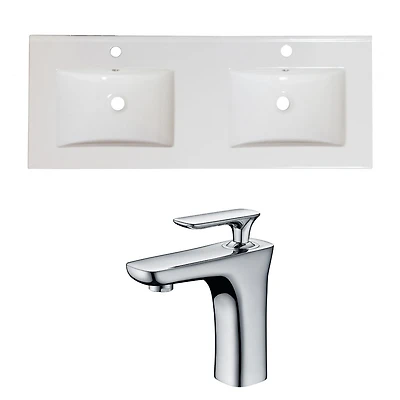 American Imaginations -in. W 1 Hole Ceramic Top Set In White Color AI