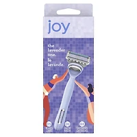 joy lavender razor for women, shave kit with 1 handle + 2 razor blade refills