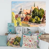 Designart View of Old Polish City In Nature Canvas Wall Art