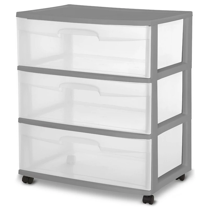 Grand chariot Sterilite à 3 tiroirs en gris