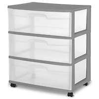 Grand chariot Sterilite à 3 tiroirs en gris