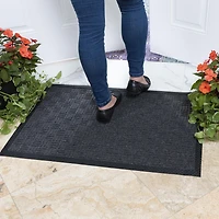 Ottomanson Rubber Collection Non-Slip Doormat, 18" X 30", Black