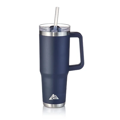 Ozark Trail Gobelet en acier inoxydable de 40 OZ avec poignée, paille, double paroi