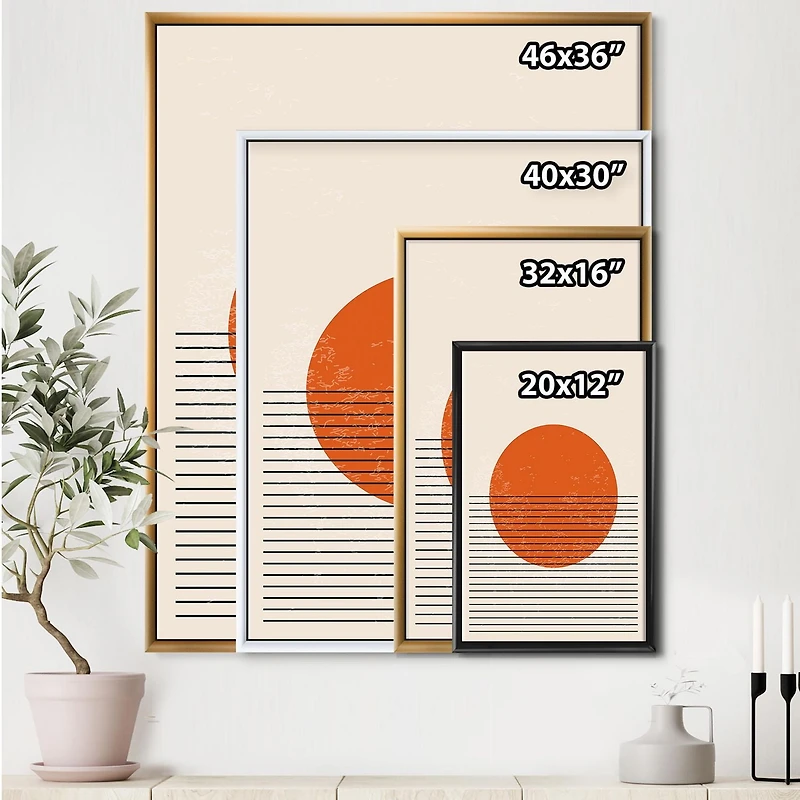 Designart Compositions géométriques minimales de formes élémentaires XIII ART MURAL À CADRE FLOTTÉ