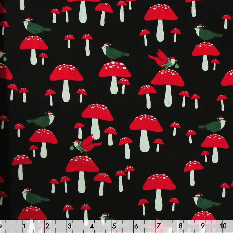 Tissu au mètre en coton Fabric Creations: GNOME POUR NOËL NOIR