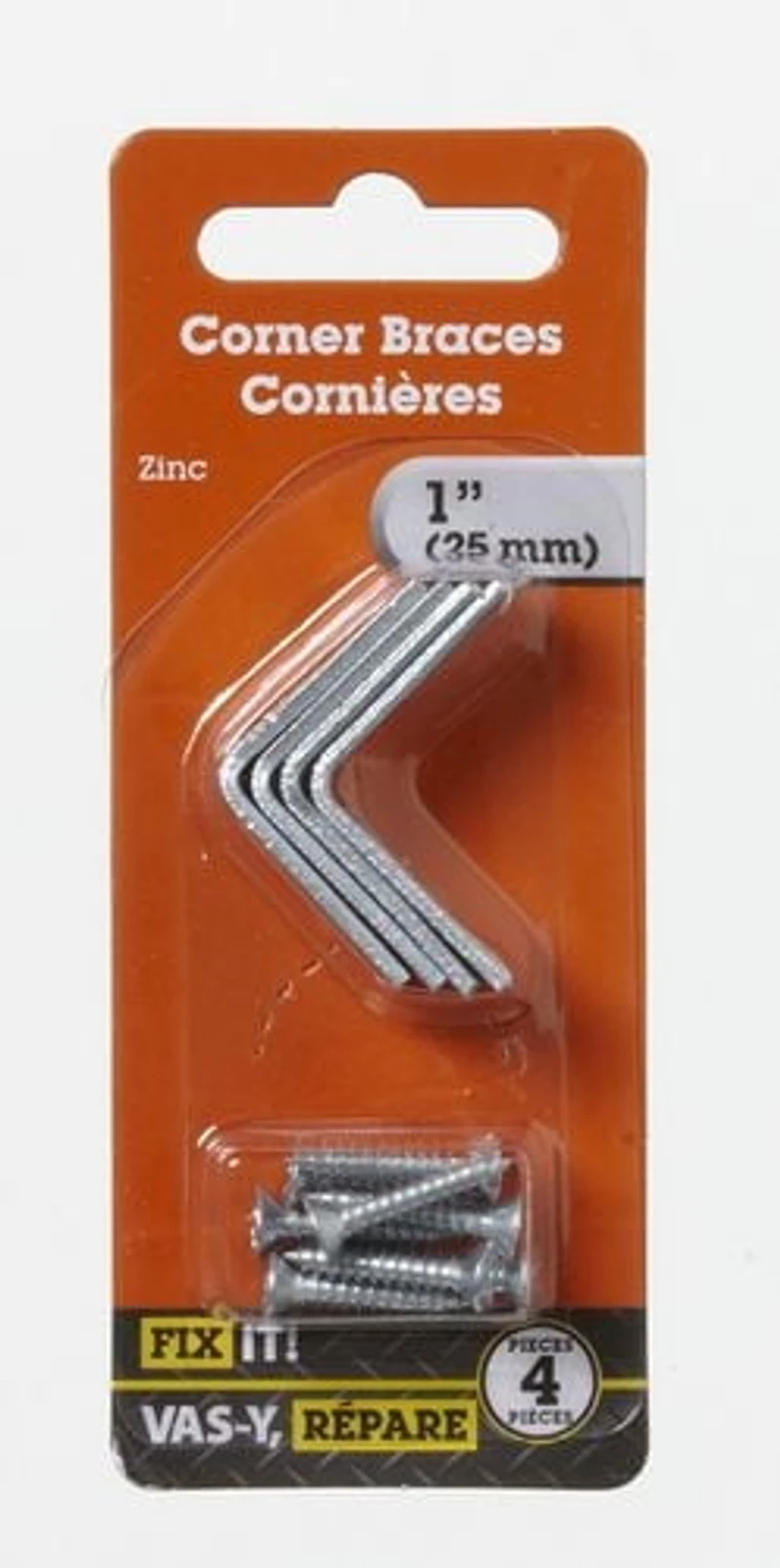 Cornières1 po x 1/2 po 4 pièces Les équerres de coin sont idéales pour renforcer par l'intérieur les joints d'angles droits. Sa conception fraisée permet à la vis d'affleurer la surface du matériau.