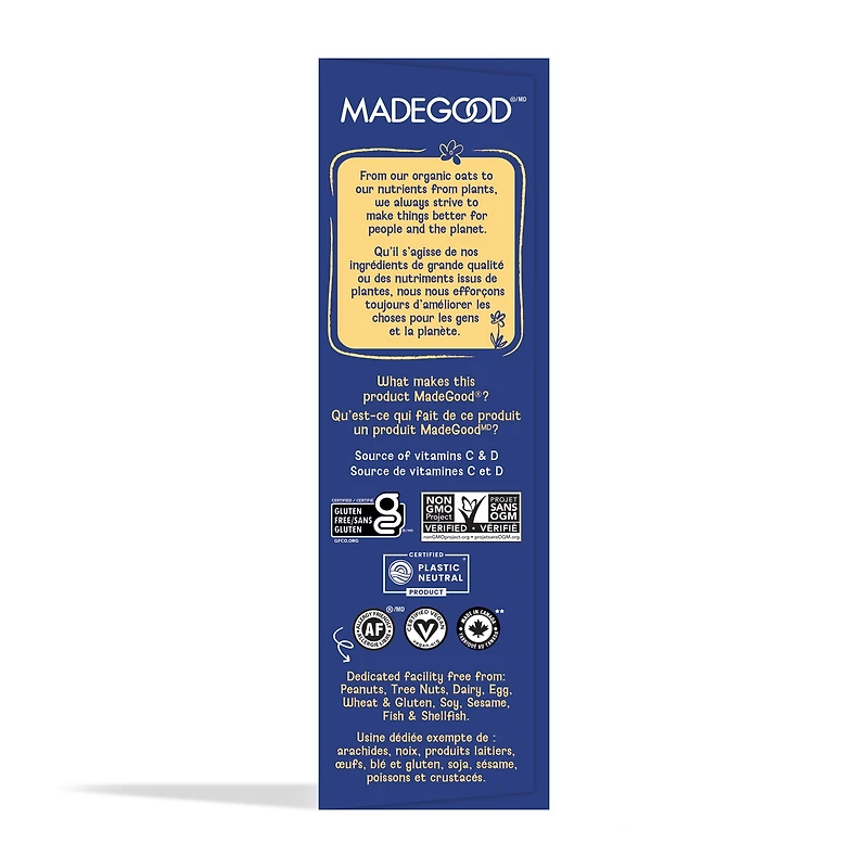 MadeGood Mornings Blueberry Soft Baked Oat Bars 5pk, 5 x 30 g