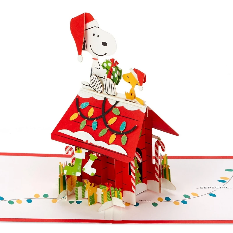 Carte en relief de Noël – Signature de Hallmark (Peanuts, niche de Snoopy)