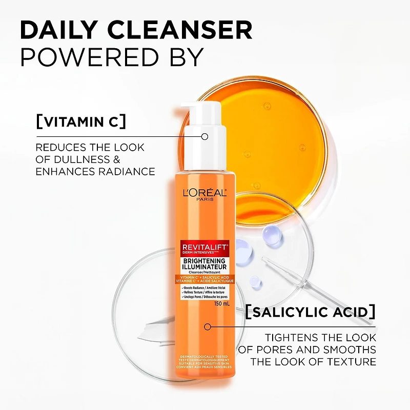 L'Oréal Paris Brightening Face Cleanser, 150ml, with Vitamin C