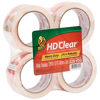 Duck Brand HD Clear Heavy Duty Packing Tape, 1.88 in. x 54.6 yd.,, 4 Pack